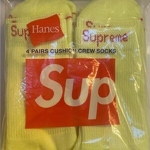 Supreme Yellow Crew Socks 4-Pack
